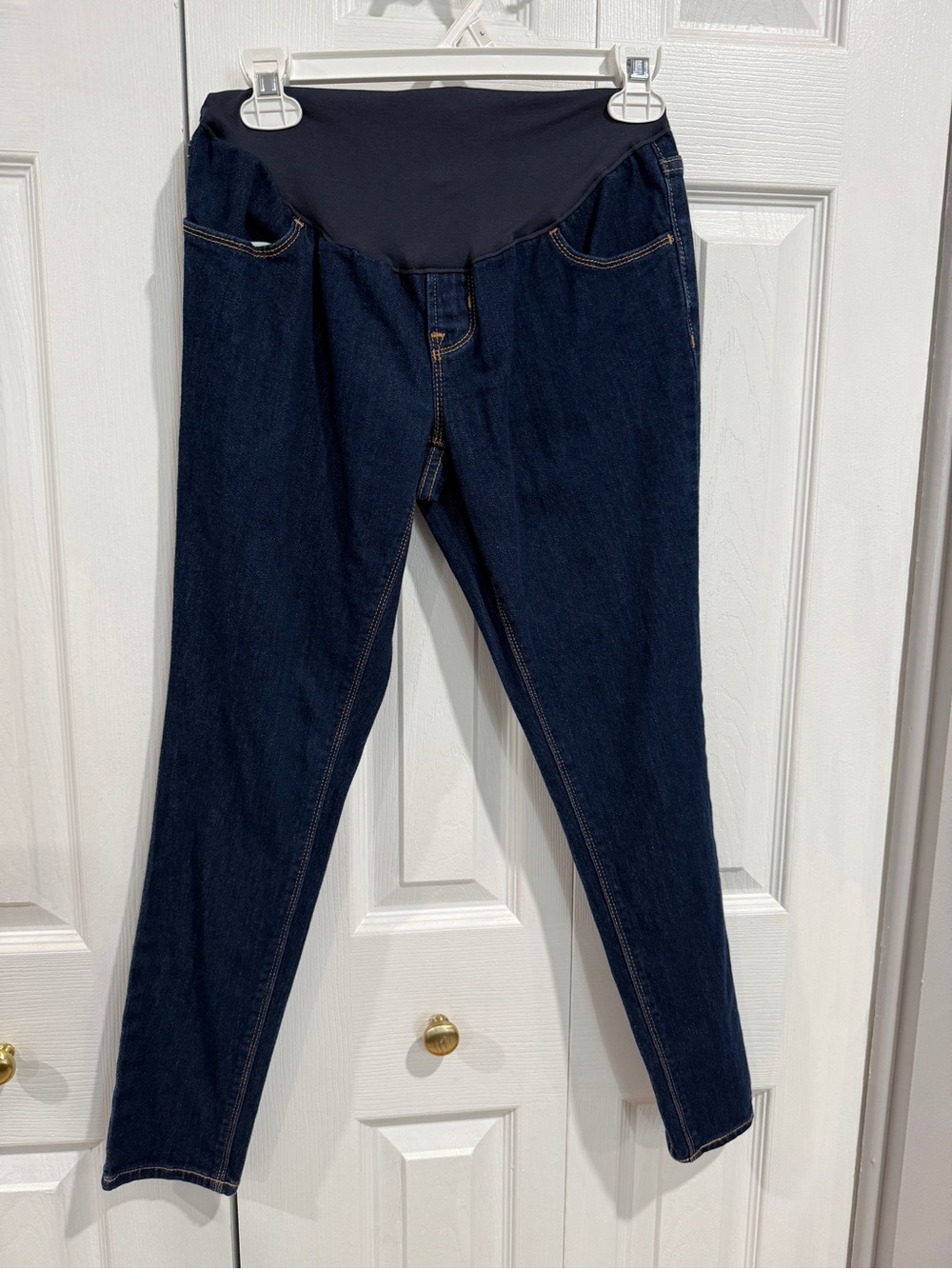 Old Navy Dark Blue Maternity High-Rise Skinny Jeans with Black Stretch Panel